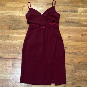 Aakaa Maroon Midi Dress
